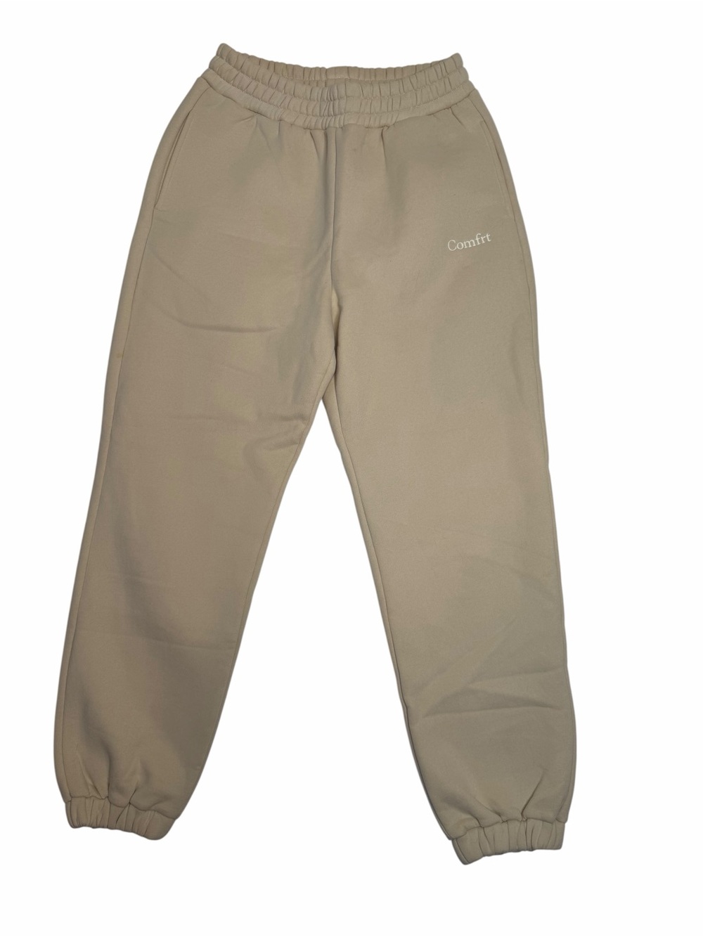 Comfrt Premium Sweatpants Joggers Cream Beige Size Medium Cozy Fleece Lined